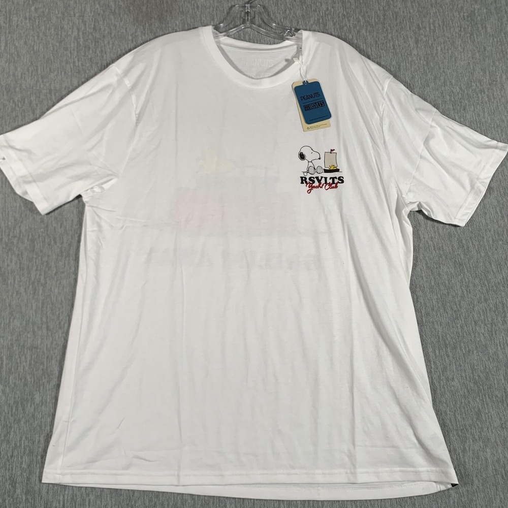 Peanuts Snoopy Woodstock RSVLTS Shirt Mens 2XL White Sailin Away Yacht Club